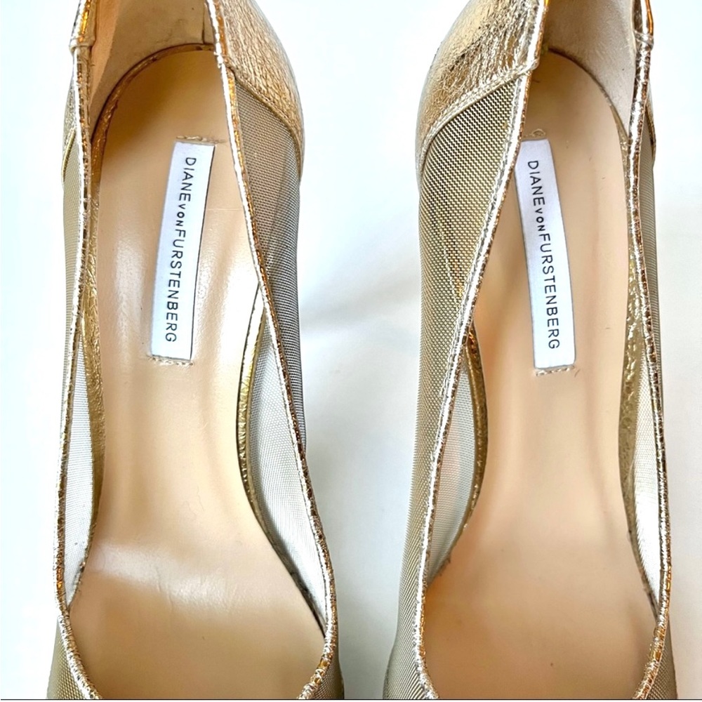 DVF Gold Mesh Stiletto Heels 9.5 - Picture 2 of 11
